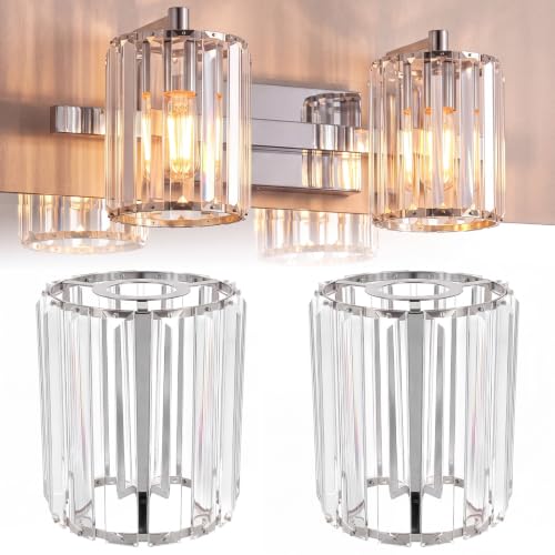 Image of Teenyyou 2 Pack Crystal Lamp Shade, 1-5 /8 inch(1.65 inch) UNO-fitter, Silver Medium
