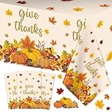 3 Pcs Thanksgiving Tablecloth - Give Thanks Plastic Table Cloth Disposable Rectangular Fall Pumpkin...