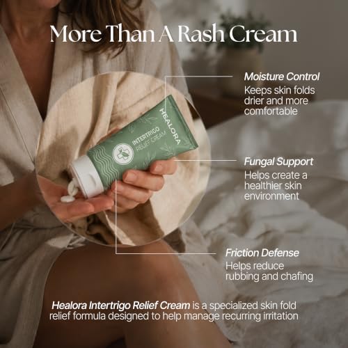 Intertrigo Cream for Skin Folds - Cream to Powder Barrier with 10% Undecylenic Acid & 15% Zinc Oxide for Under Breast Rash Treatment, Chafing, Belly Folds, Sweat Rash & Friction Relief, 1.7oz Detail