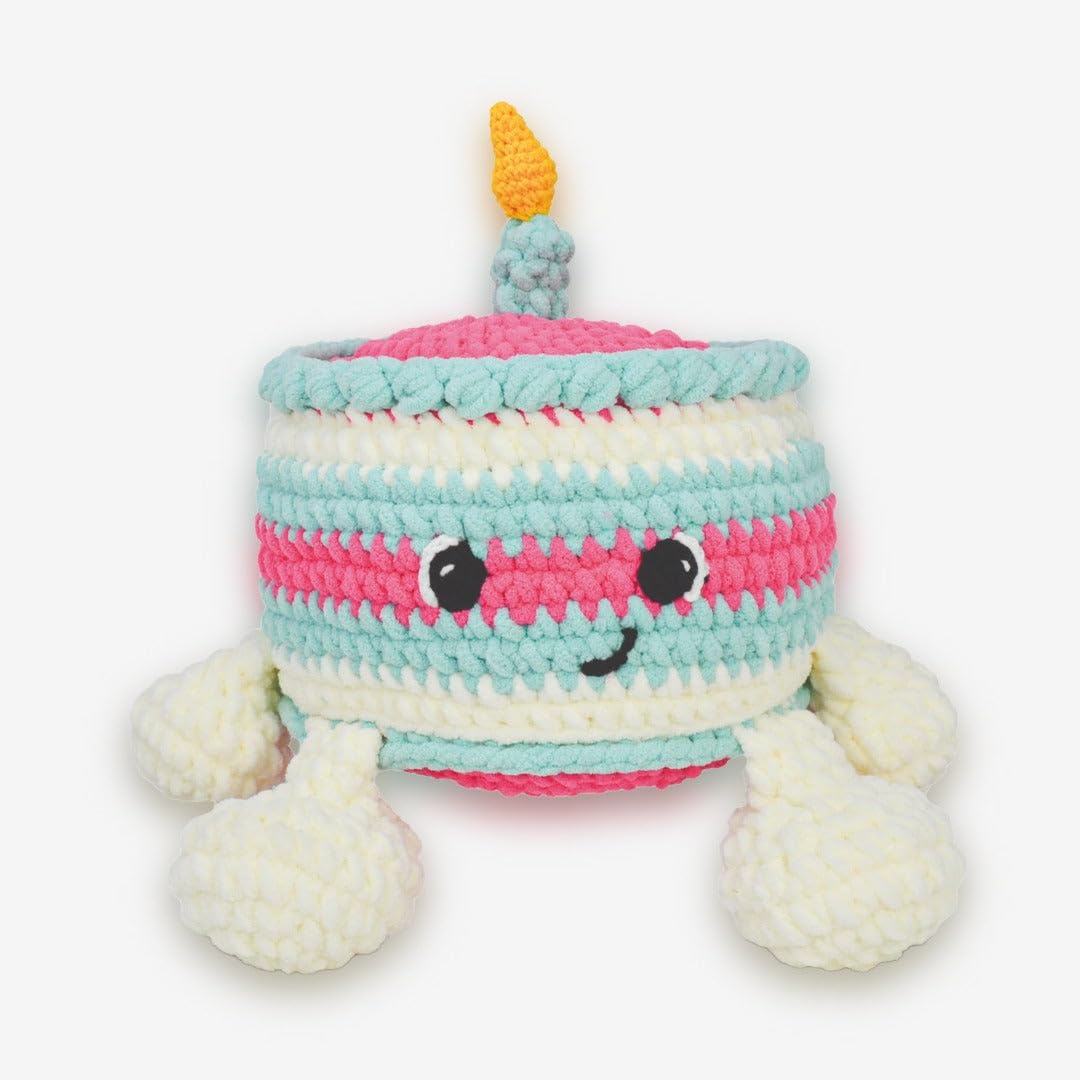 Knitty Critters Pastel - Fabulous Baker Gang - Birthday Cake| Cuddly Diy Amigurumi Crochet Kit,