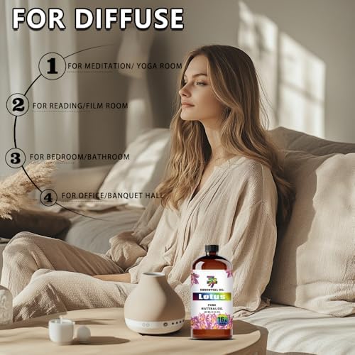 Image of Lotus Essential Oil for Diffuser Massage Cleaning Lotus Oil 16 fl oz