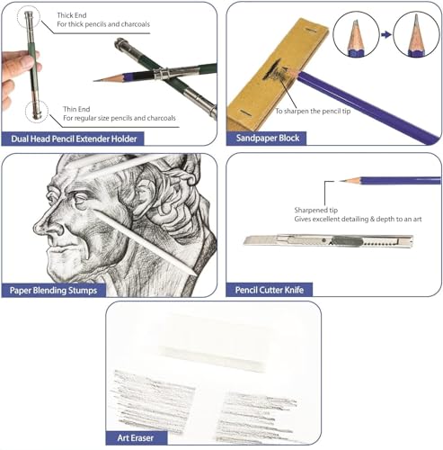 Image of Corslet 184 Pc Art Pencil Supplies Artist Drawing Kit Sketch Set Shading Pencil Set Including Graphite Pencil Sketch Kit Drawing Watercolours Oil Pastel Colour and A5 Sketchbook