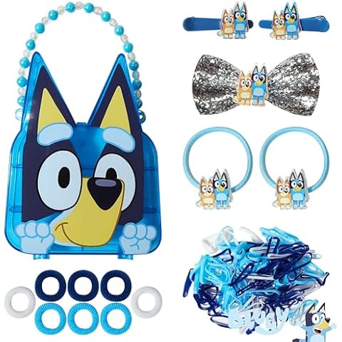 LUV HER Bluey Hair Accessory Case for Girls with Hair Clips, Elastics, Bow, and Terries, Ages 3+ Cover