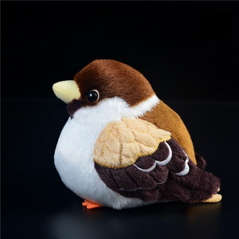 4,5" Realistisches Spatz-Plüschtier, süßes Kuschelvogel-Plüschtier, weicher Vogel-Tierplüsch (Passer montanus)(A Pair)