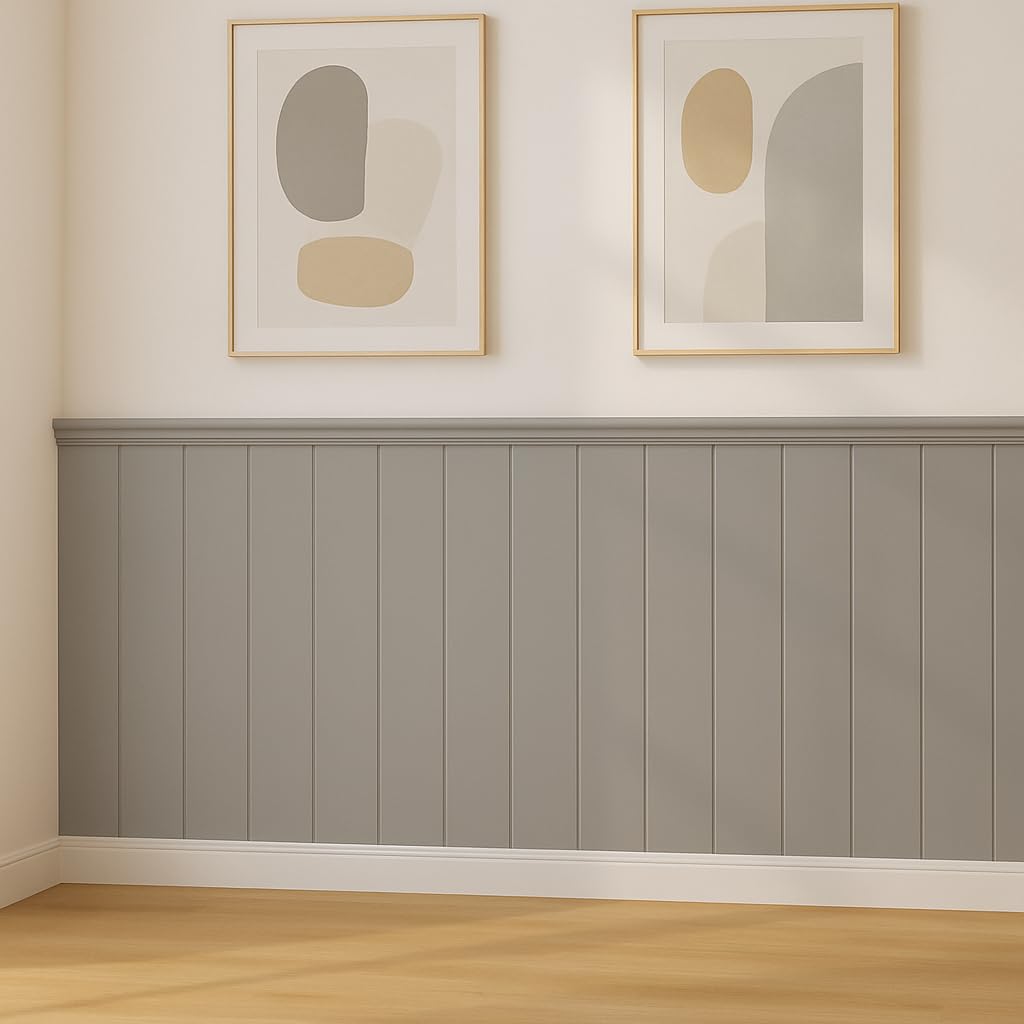 Home Treats Brown Wall Panelling Kit Tongue & Groove Paintable Mdf Wood Wall Panel Slats