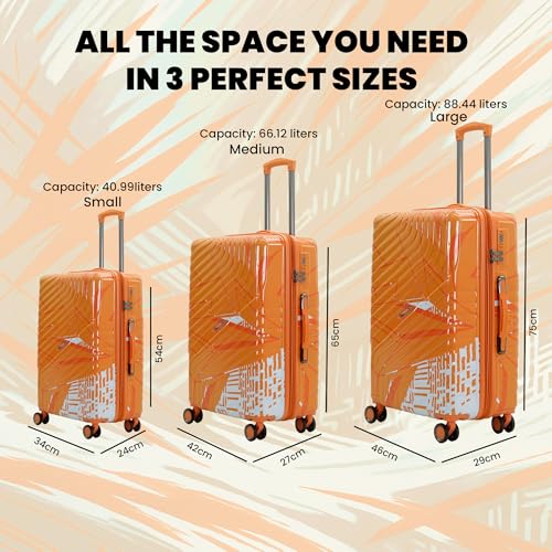 Image of AMERICAN TRAVELLER Urban Kingdom Trolley Bag | Durable Polycarbonate Hard Shell | TSA-Type Lock | 360 Disc Spinner Wheels | Expandable Suitcase for Travel (20, Orange)