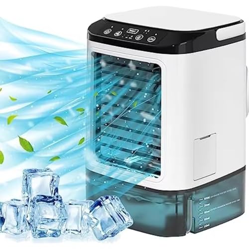 4-in-1 Mini Portable Air Conditioner, Mini Klimageräte Luftkühler mit 900ml Wassetank, Klimaanlage Mobil mit 3 Geschwindigkeiten, Kühler Nebel, 7 Farben Licht, Luftkühler Ventilator für Haus Büro 4-in-1 Mini Portable Air Conditioner, Mini Klimageräte Luftkühler mit 900ml Wassetank, Klimaanlage Mobil mit 3 Geschwindigkeiten, Kühler Nebel, 7 Farben Licht, Luftkühler Ventilator für Haus Büro