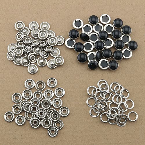 Pearl Snap Button Zczqc 30 Sets 10Mm Black Pearl Snap Buttons Metal Ring Snaps Popper Stud Snap Fasteners Kit Pearl Snaps Fastener #TOP3