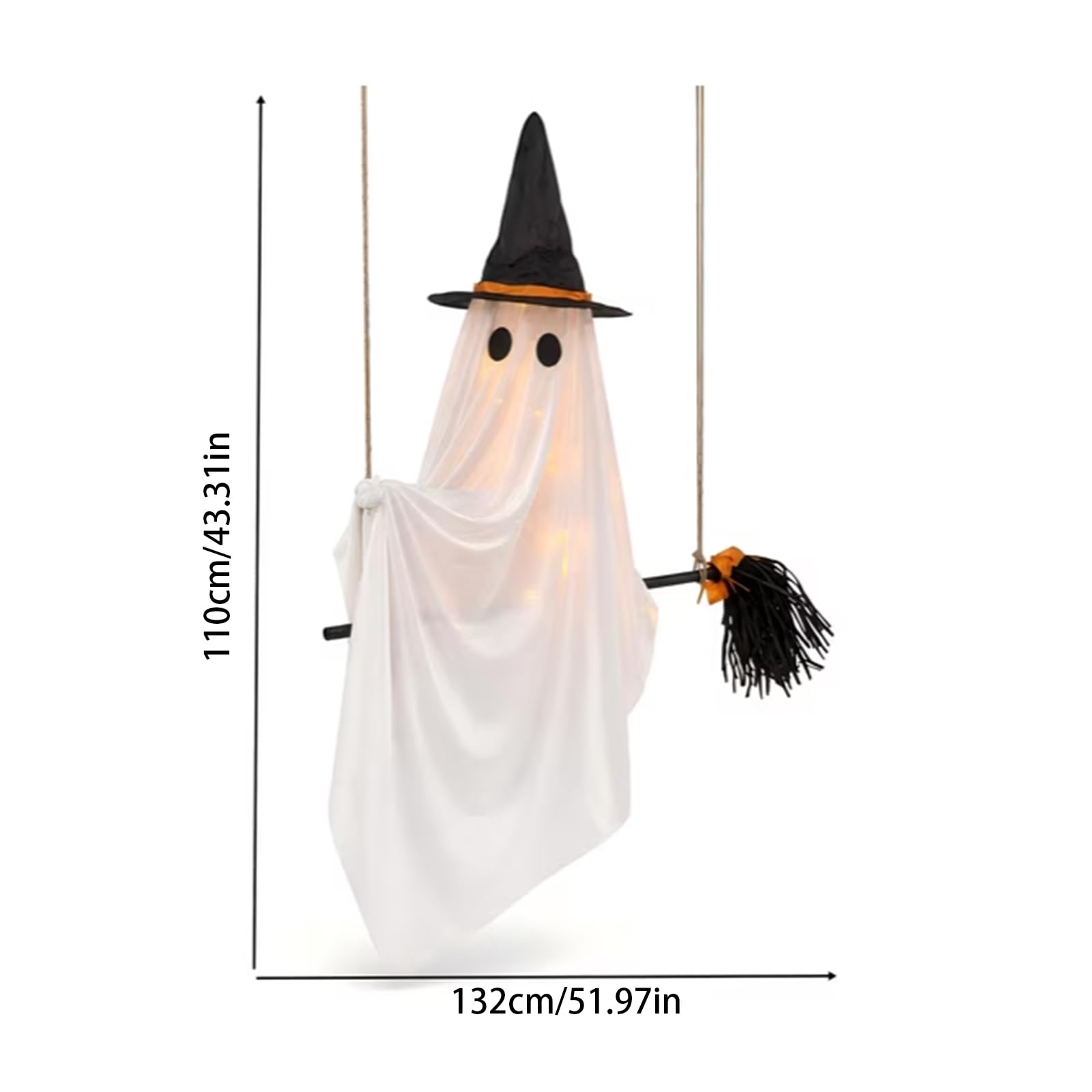 Décorations d'Halloween extérieures, fantôme lumineux suspendu à une balan