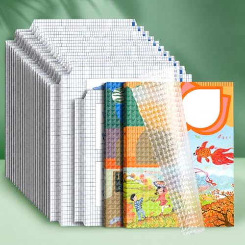 Image of PANCA 30 Pcs(3 Different Sizes -10 Each) Self Adhesive Book Cover Transparent Protective Sticker for School Notebooks Waterproof Book Covers Roll Plastic Sheets (Set of 60)