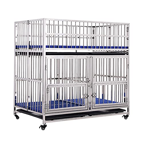 The Stainless Steel Dog Crate 13 PAMPELLYA Heavy Duty Dog Kennel, Strong Metal Crate with 4 ...