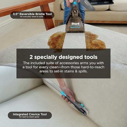 Image of Shark StainStriker Portable Spot & Stain Cleaner, 2 Tools, PX221BRN | For Carpet, Upholstery & Rugs, Stain & Odor Remover, Deep Clean Pro & OXY Formulas, Self-Clean, 3.5 inch Stain & Crevice Tools