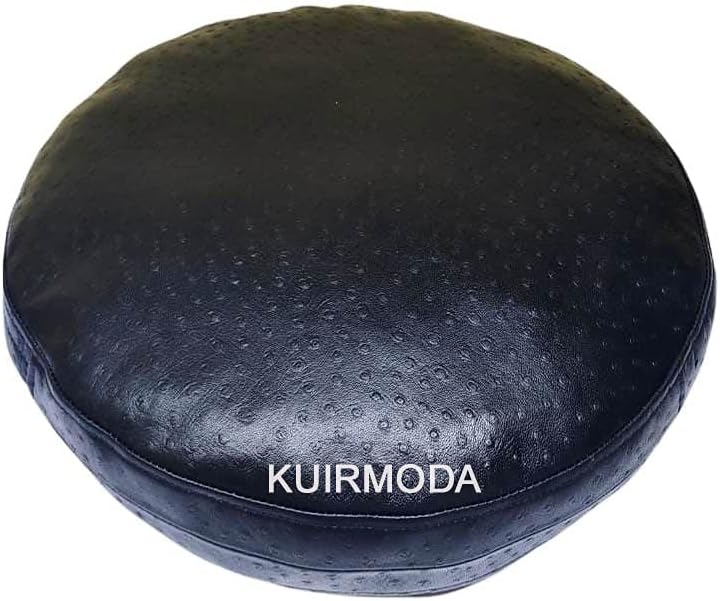 Lambskin Round Leather Pillow Cover - Sofa Cushion Case - Decorative Circular Cushion Throw Covers for Living Room & Bedroom, Diameter 14 Inch - Tan Antique Pack of 1