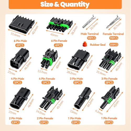 476Pcs 37 Kits Weather Pack Connectors 1/2/3/4/6 Male&Female Pin 22-14AWG by Seamaka - Used condition - Image 2