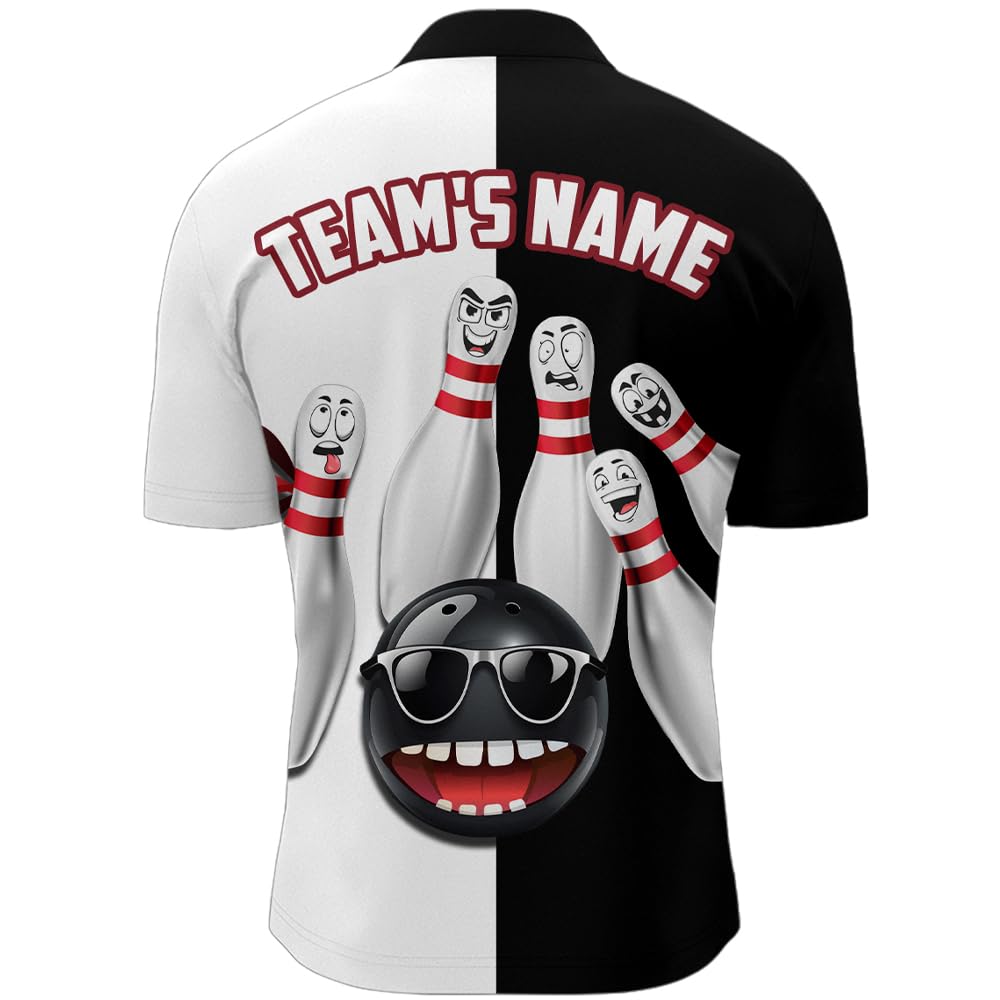 Generic Personalized US Flag Bowling Shirt Funny Black & White Bowling Jersey Men Women Performance Bowling Shirt (Polyester, Men Quarter-Zip)
