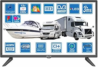 Motorhome Caravan Boat 12 Volt 24 Inch LED Digital HDR TV DVB-T2 /C/S2 Freeview Freesat Cable TV. 12V 240V USB PVR & Media Player, VGA & HDMI PC Monitor by Unispectra® (UK DVB-T2+DVBS2 (2021))