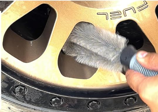 Image of Alloy Wheel Cleaning Brush - Soft Bristle Rim Brush | Scratch-Free Car Wheel Cleaner Tool | Ergonomic Handle for Alloy & Spoke Cleaning