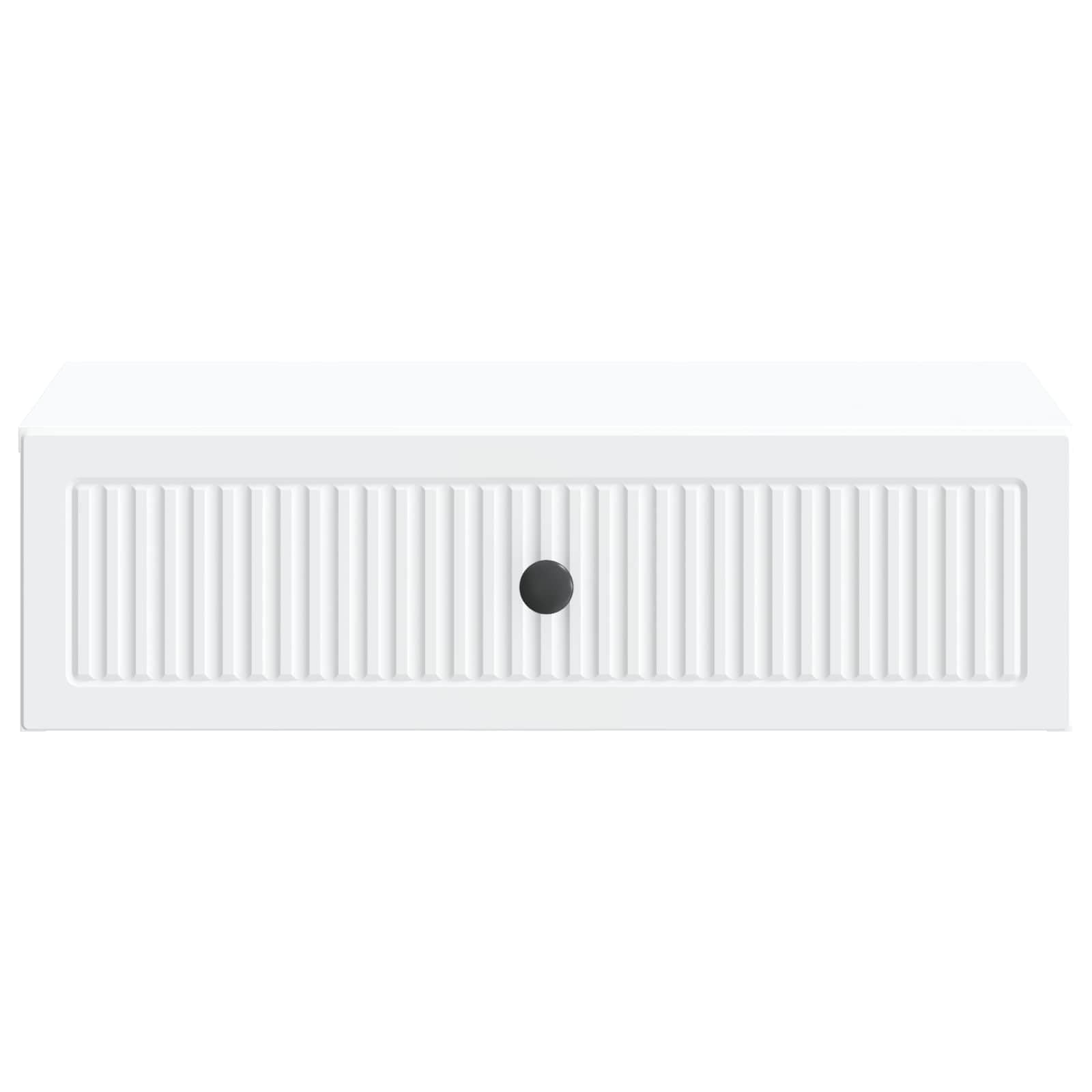 Tavolino da parete bianco in legno 59 x 34,5 x 17 cm con cassetto, spazio e ripiano per soggiorno, ufficio, corridoio, credenza versatile salvaspazio e organizer