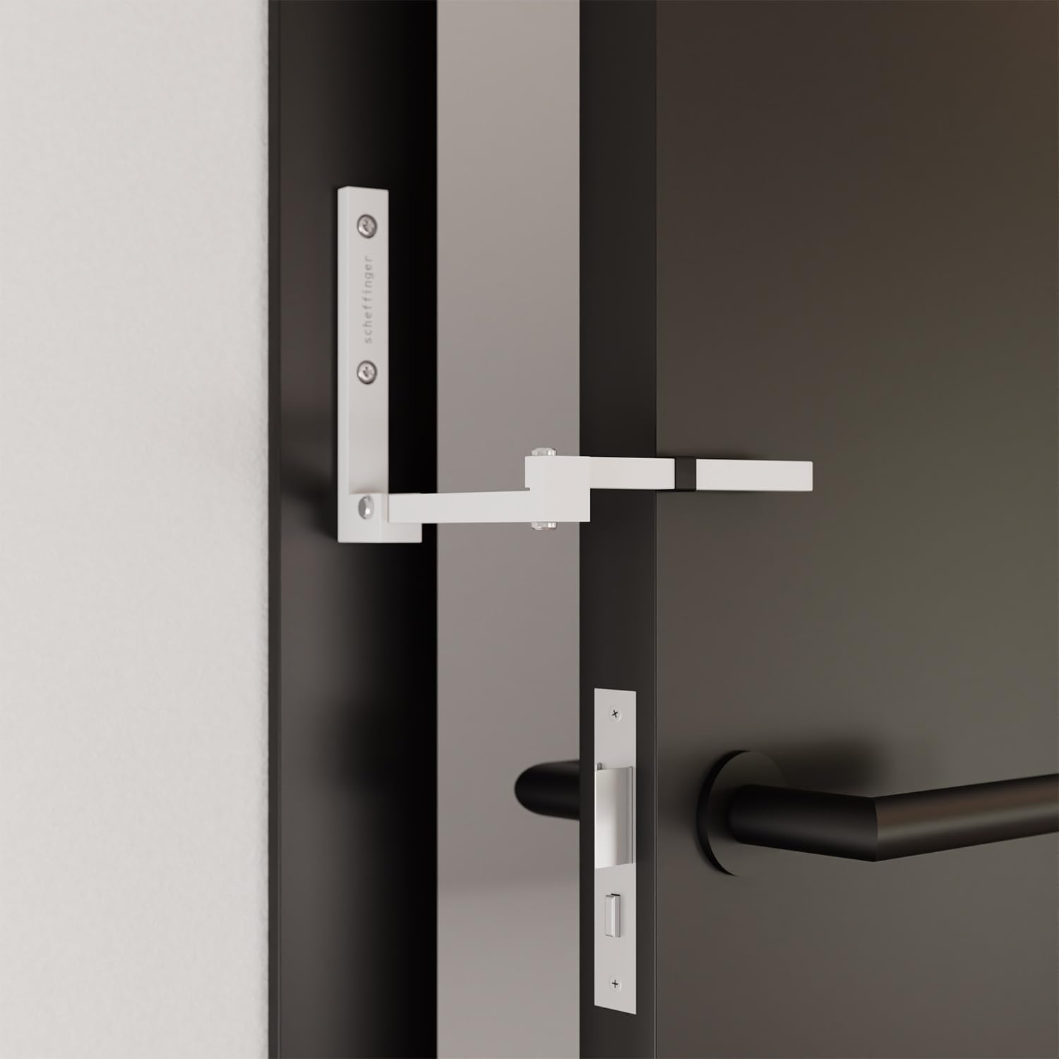 Türsicherung V77, robuste Konstruktion, maximaler Widerstand, zuverlässiger Schutz gegen Einbruch in Signalweiss
