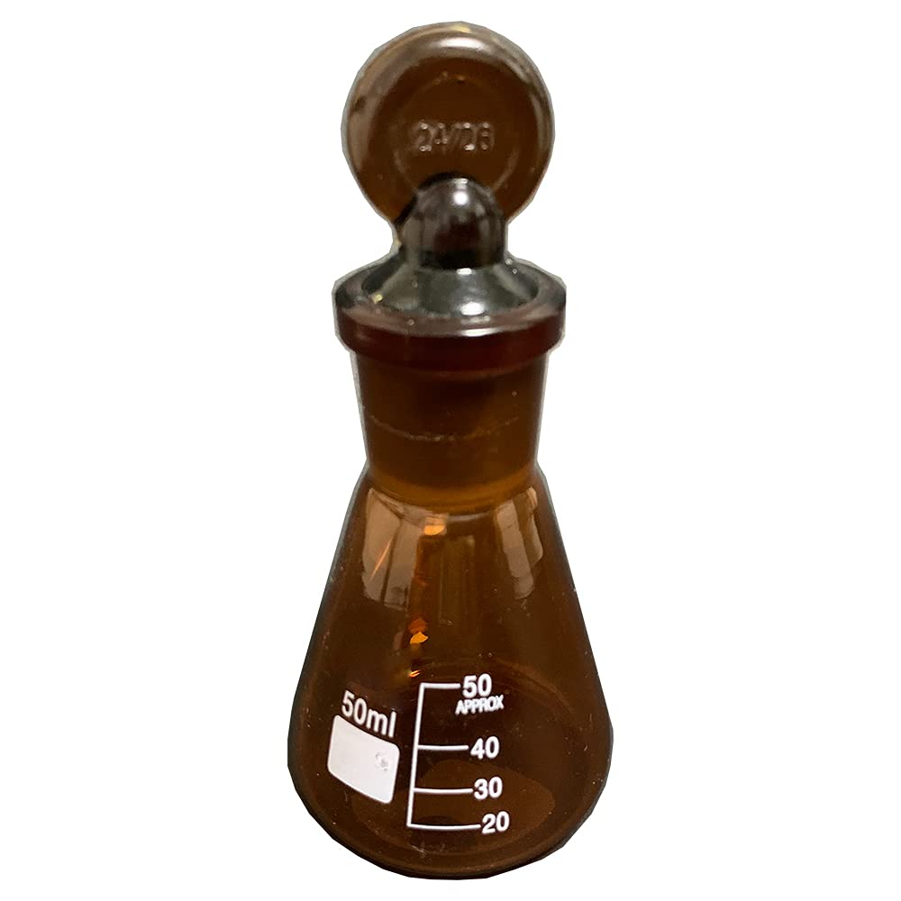 Matraz Erlenmeyer Marrón Ámbar con Tapón - Matraz Cónico de Vidrio Borosilicato 10-500ml(50ml)