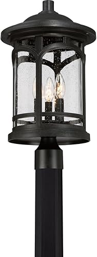 Miniatura 5 de Quoizel MBH9011K - Soporte de poste para exteriores con cabeza de mármol, 3 luces, 180 vatios, negro místico (19 pulgadas de alto x 11 pulgadas de