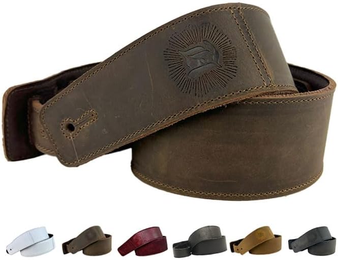 Anthology Gear "The Reticent Full Grain Leather Guitar Strap For Electric, Acoustic, and Bass Guitars (2", Whiskey Brown)