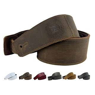 Anthology Gear « The Reticent Full Grain Leather Guitar Strap For Electric, Acoustic, and Bass Guitars (2 », Whiskey Brown) - Les Beatles, Paul McCartney, John Lennon, RIngo Starr, George Harrison