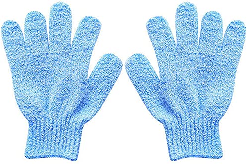2 Pieces Exfoliating Gloves Body Scrub Bath Gloves Double Sided Exfoliating Gloves for Body clean Skin Shower Scrubber (Blue)