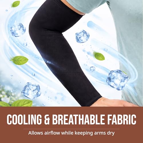Image of UV Sun Protection Arm Sleeves for Men & Women - UPF 50+ Cooling Hand Cover for Biking, Cricket, Driving & Cycling - Tan Protection Guard