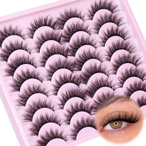 Natural Lashes Cat Eye Wispy False Eyelashes Strip Lash 3D Volume Fake Eyelash 16 Pairs
