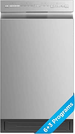 Midea 18 Inch Built-in Dishwasher, Slim Space-Saving Design with 8 Place Settings, 6 Washing Programs & Stainless Steel Tub, Energy Star Certified, Silver