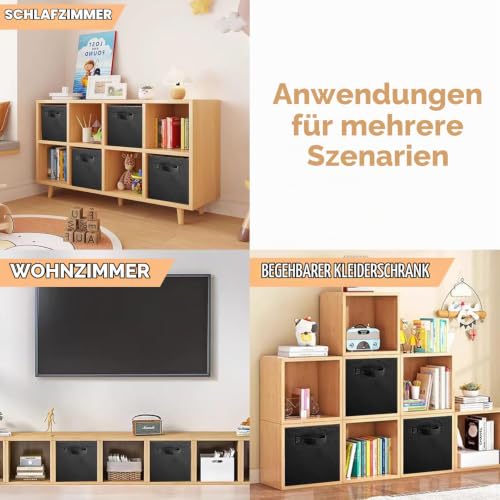 powerking Aufbewahrungsbox Organizer aus Stoff, 6 Stück faltbar Aufbewahrungswürfel Aufbewahrung Box in Würfelform, 33 x 33 x 33 cm, Schwarz – Ansicht 7