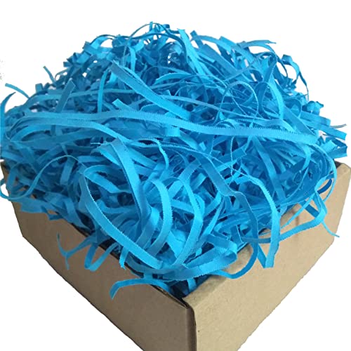 Image of Shredded Paper for Packing, 500 gm, Gift Wrapping Paper Shreds, Paper Grass, Paper Shreds for Gift Packing, DIY Craft, Easter Decoration, Baby Shower Decorations - Blue