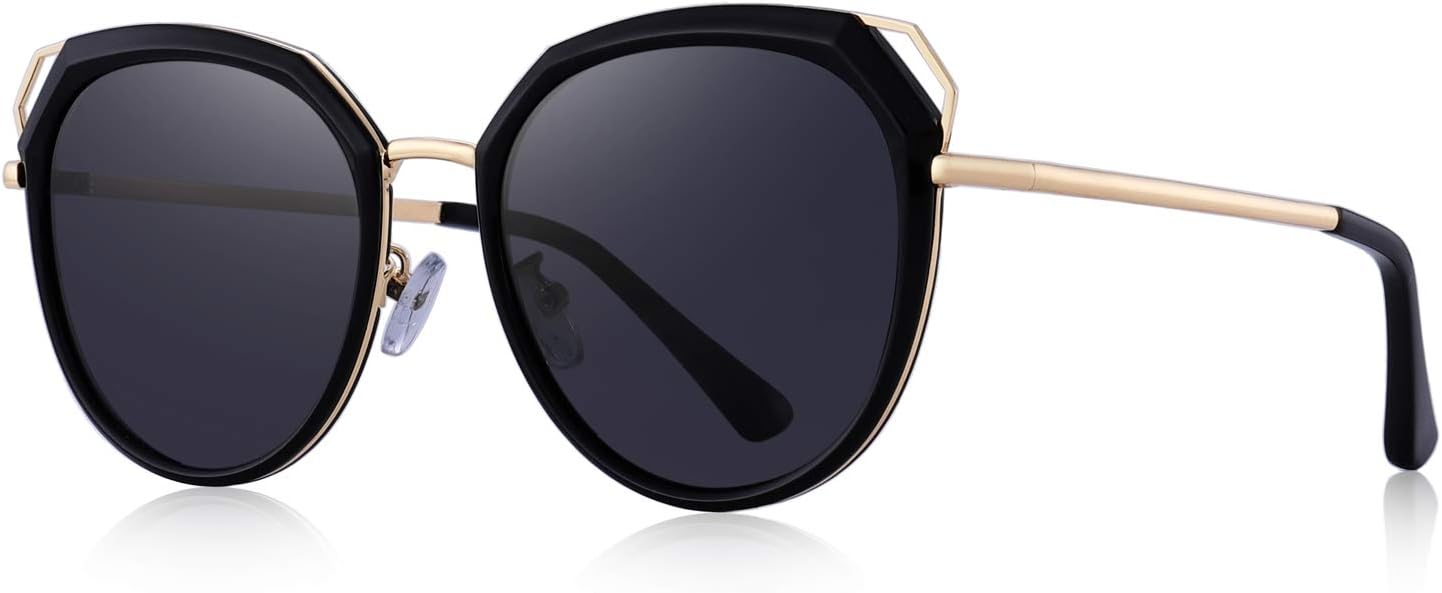 Polarized Sunglasses for Women - Cat Eye Metal Frame Sunglasses UV400