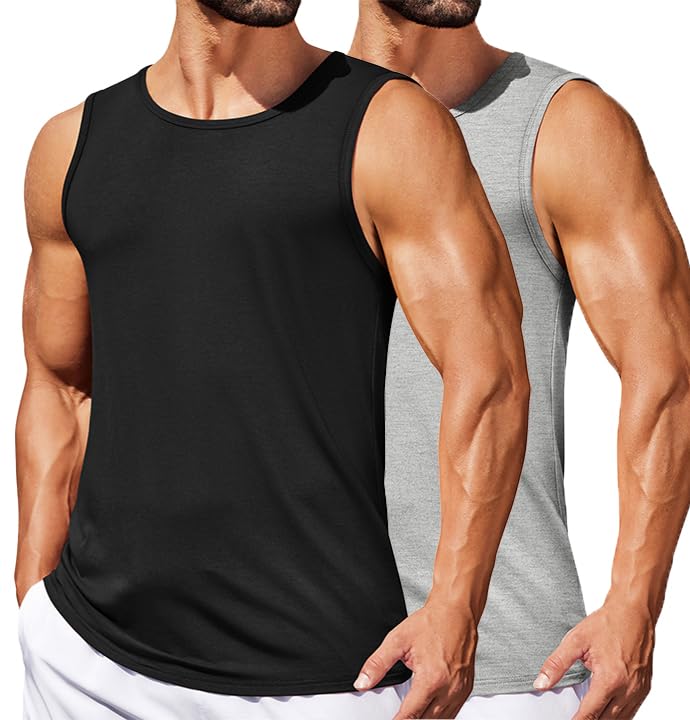 COOFANDY Tank Top Herren 2/3er Pack Ärmelloses Muskelshirt Gym Funktionsshirt Workout Fitness Achselshirts Set