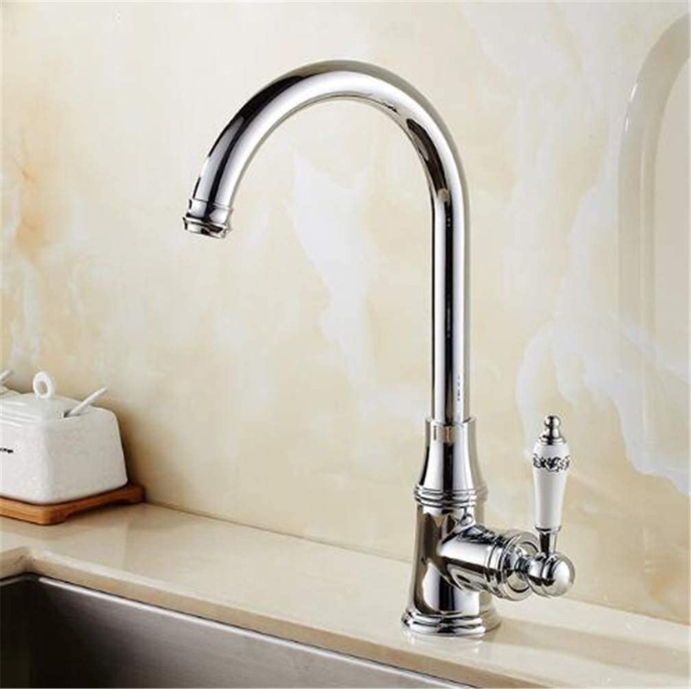 VDOQTLJT Kitchen Faucets Single Lever Faucet 360 Rotate Deck Mounted Torneira Holder Hole Mixers Taps with Aerator Retro Style Black(Cromo)