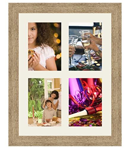 Cadres Photos pêle mêle multivues Gris Argent 4 Photo(s) 13x18 Passe Partout, Cadre Photo Mural 32x42 cm Naturel Beige, 3.5 cm de Largeur