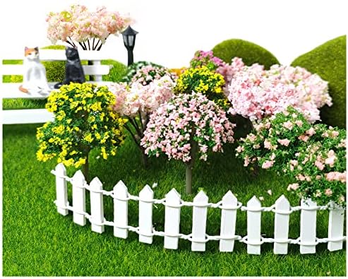 Kayzyue 18 Pcs Miniature Flower Trees Fairy Garden Tree Plant Ornament Model Tree Train Scenery Architecture Trees for DIY Crafts,Building Model,Scenery Landscape Natural Green Dollhouse Decor