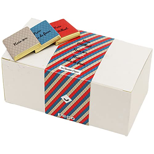 Coffret de Chocolats - Boîte de 70 Carrés de Chocolat Noir, Eclats de Fèves et Pétillants à Déguster ou Offrir - Chocolat 100% Pur Beurre de Cacao - Fabriqué en France par Chocolat de Mariage - 350 Gr