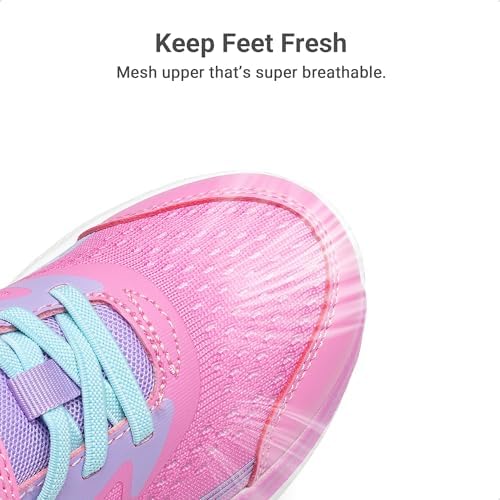 DREAM PAIRS Kids Shoes Sneakers Lightweight,Hot Pink/Blue,1 Little Kid — view 4