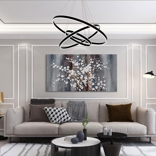 Image of AJAZIKO Plum Blossom Canvas Wall Art Brown Wall Decor Living Room Bedroom Pictures for Over Bed Framed Artwork for Wall Modern Canvas Paintings for Decorations Office Decor