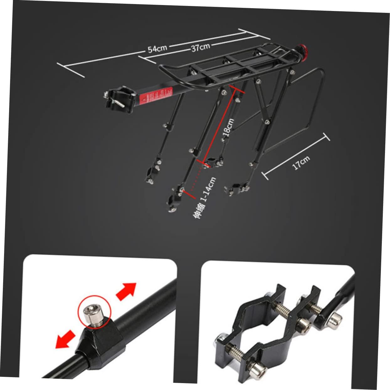 Totority Quick Release Aluminum Alloy Rear Shelf for Bike Mountain Bike Rack with Reflective Lights