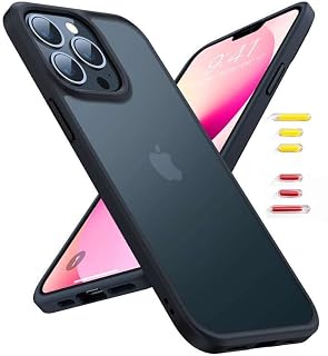 TORRAS Military Shockproof iPhone 13 Pro Case [DIY 3-Color Buttons] [Powerful Mil-Grade Protective] Slim Matte Translucent Hard Back Shockproof Bumper iPhone 13 Pro Phone Case Black(Guardian Series)