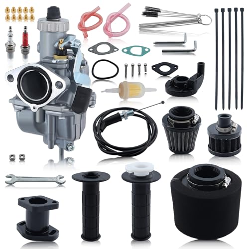 VM22 26mm Carburetor Carb for Predator 212cc 196cc 224cc 200cc CT200U BT200X Mini Bike Go Kart KT196 Go Kart GX160 GX200 6.5hp Engine with 38mm Air Filter Intake Manifold Main Jets Kit (Black)