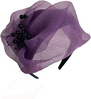 Hat Shape Hairband Hair Accessories Vintage Plastic Mesh Hair Hoop Mesh Yarn Half Hat Headband Ladies(Purple-B)