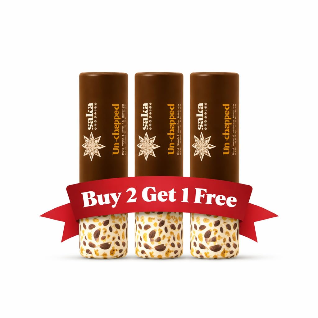 Saka Organics Un-Chapped Lip Balm | Beeswax & Cocoa Butter Lip Balm | Plant-Based Moisture Care | Long-Lasting Hydration | Pack of 3