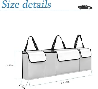 AUCELI Car Trunk Organizer, Backseat Hanging Large Storage with Adjustable Straps, Waterproof Collapsible Cargo Bag with 4 Pockets, Sturdy Space Saver Frees Trunk Floor for SUV, Truck, MPV