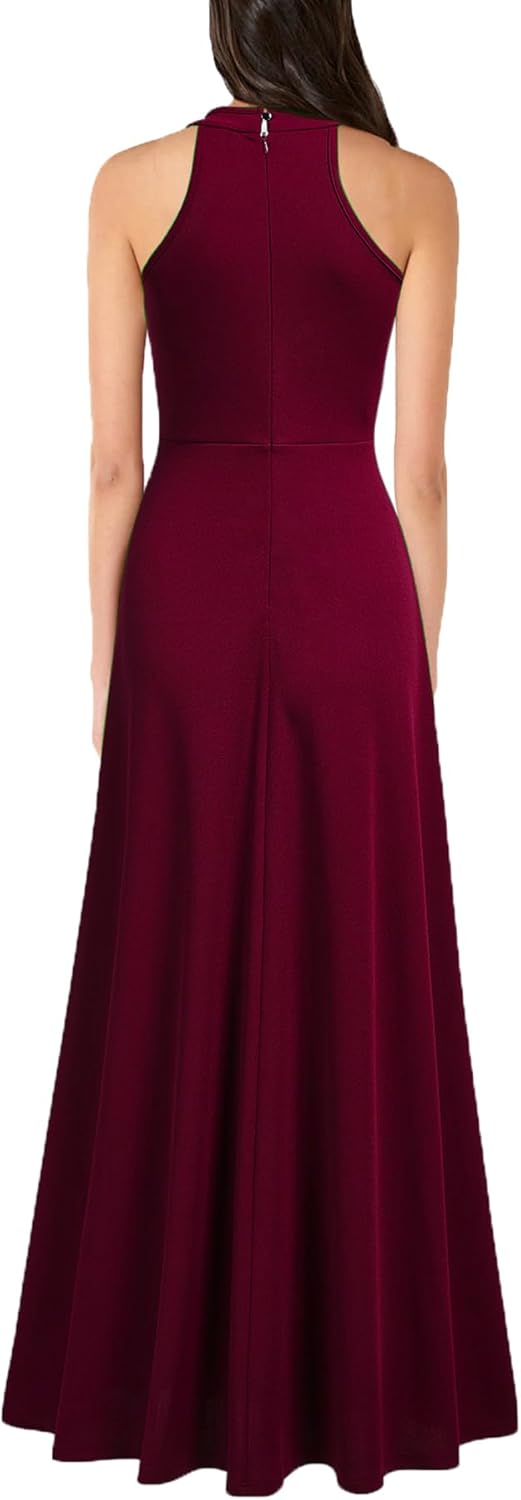 MUSHARE Women's Halter Neck Formal Dress Sexy Split Party Long Cocktail Dresses - Image 3