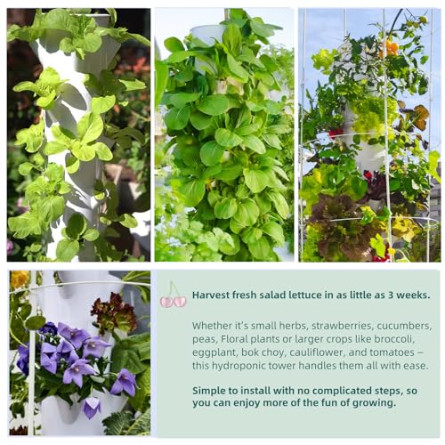 Hydroponic Growing System, 40-Pod Vertical Tower with Trellis & Timer - Image 5