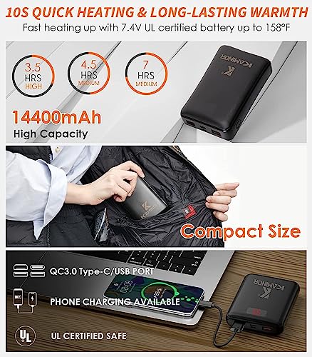 Krboro Men's Heated Vest With Rechargeable Battery Pack Included, Lightweight Down Sport Vest Mens Hunting Vest, Gift For Men #TOP3